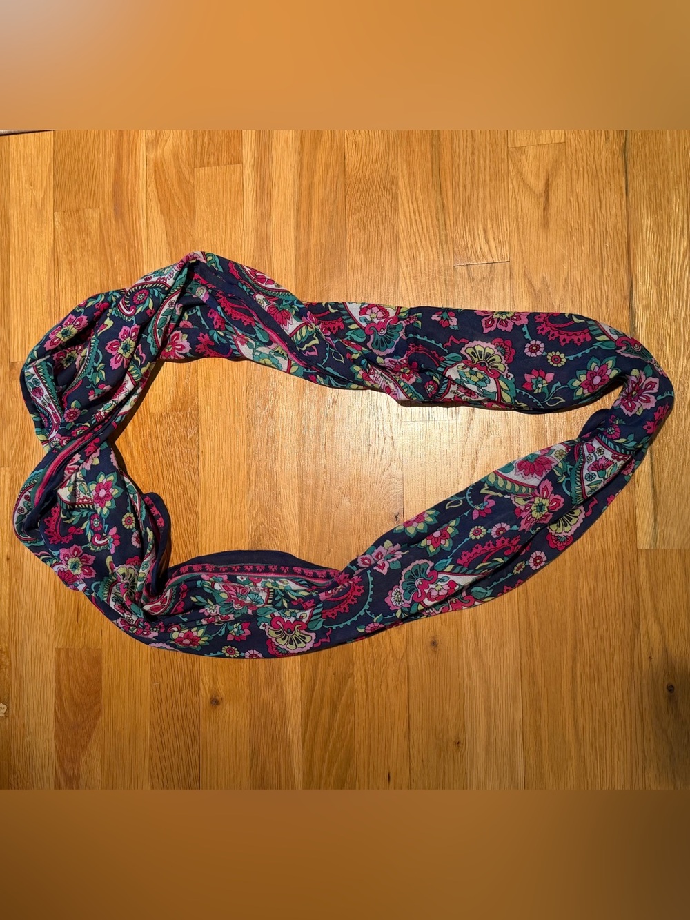 Floral Pattern Navy Infinity Scarf